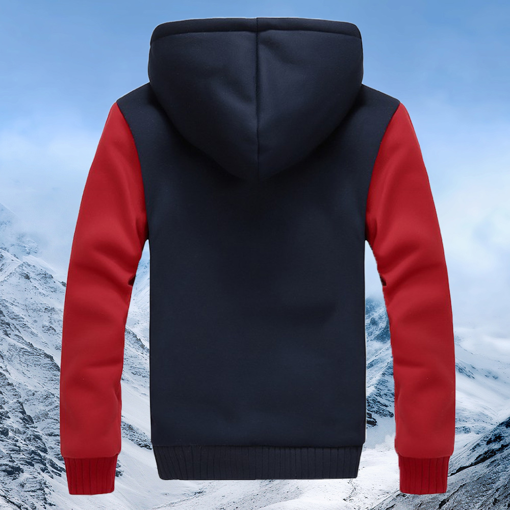 Alberchris™ New style velvet and thickened hooded color-blocked men's jacket for winter