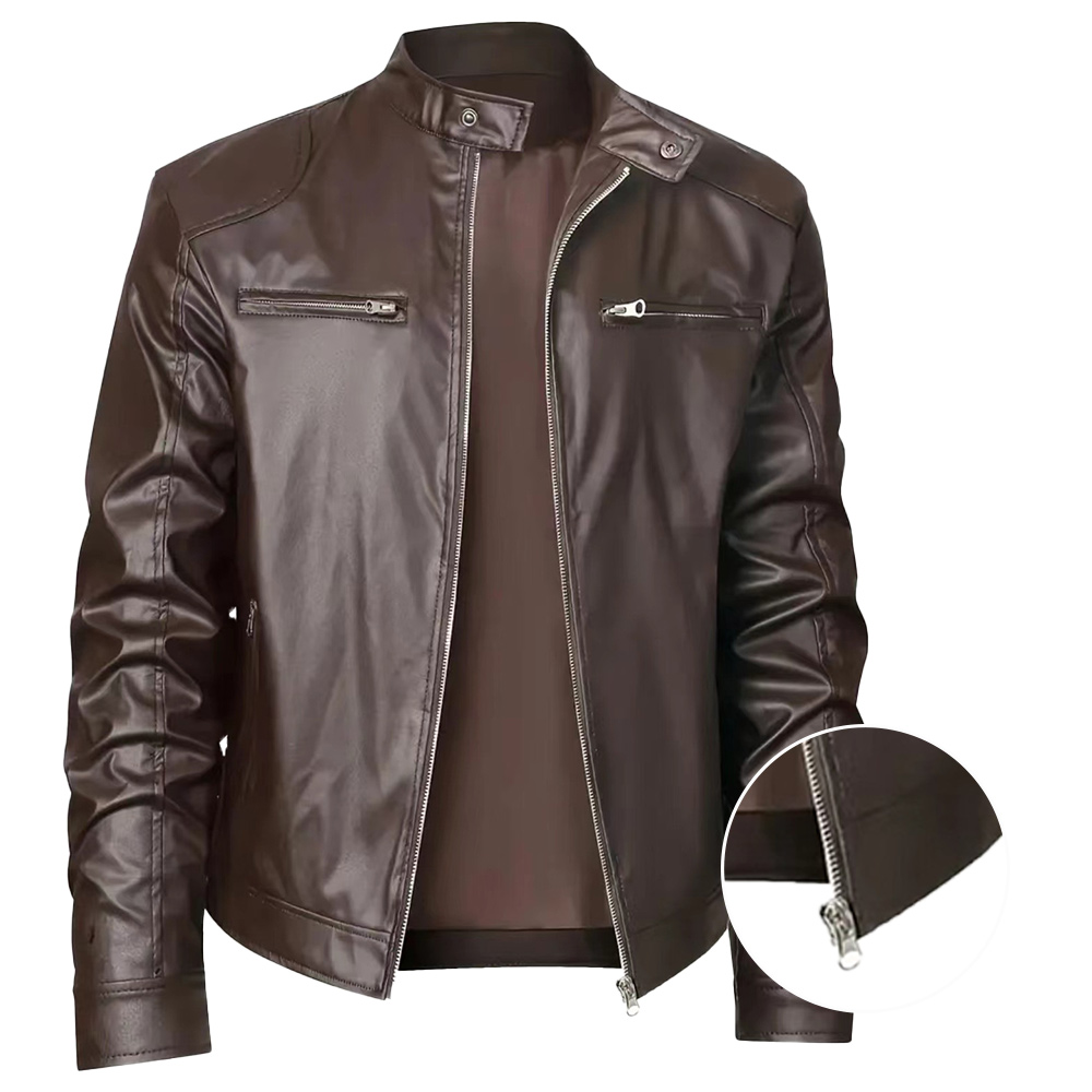 Alberchris™ New Men's Stand-up Collar Zipper Leather Jacket
