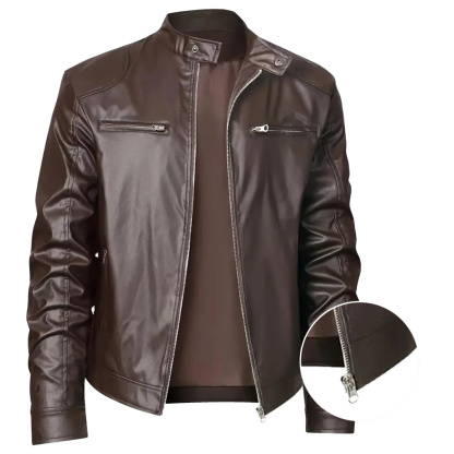 Alberchris™ New Men's Stand-up Collar Zipper Leather Jacket