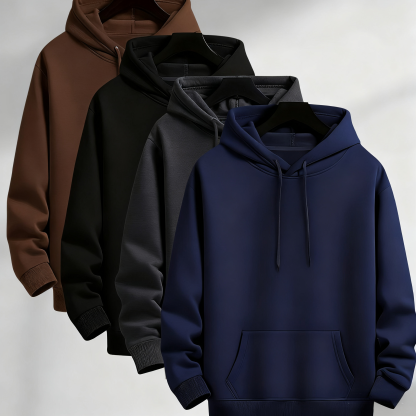 Lässiges Herren-Kapuzenpullover-Set für Herbst/Winter (4-teiliges Set)