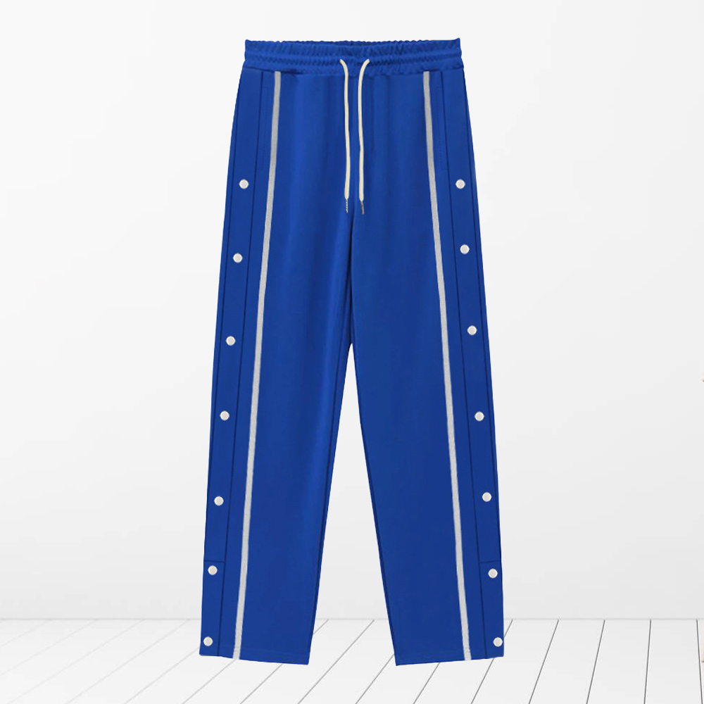 Alberchris™ Men's New Solid Striped Fashion Buttoned Wide Leg Pants Casual Sports Pants