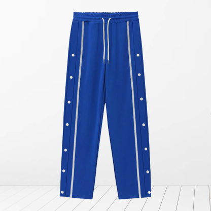 Alberchris™ Men's New Solid Striped Fashion Buttoned Wide Leg Pants Casual Sports Pants