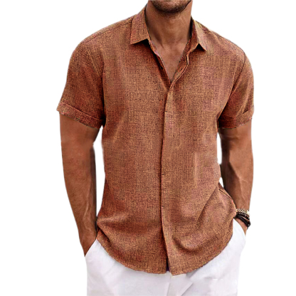 Alberchris™ Men's Loose Solid Color Linen Short Sleeve Shirt