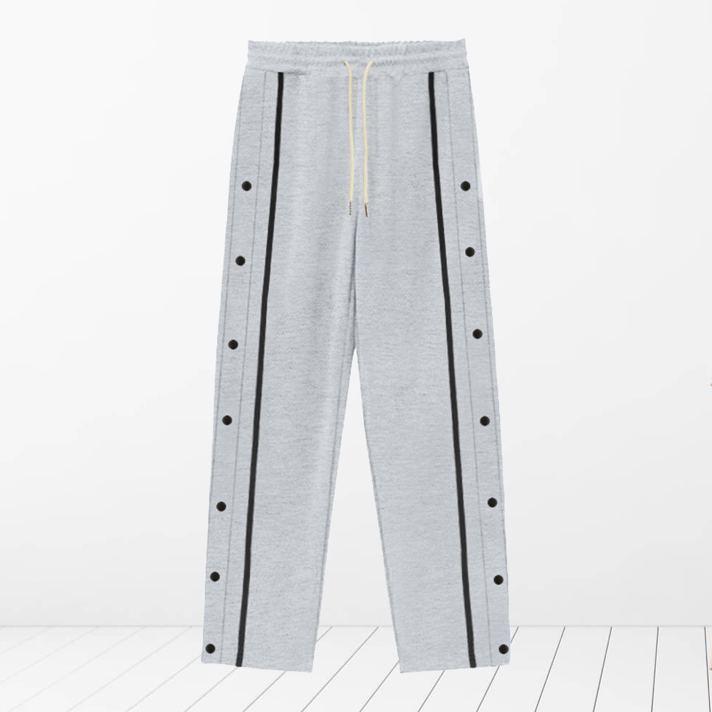 Alberchris™ Men's New Solid Striped Fashion Buttoned Wide Leg Pants Casual Sports Pants