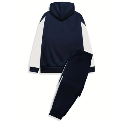Alberchris Men's Hooded Sweatshirt + Trousers Sports Suit
