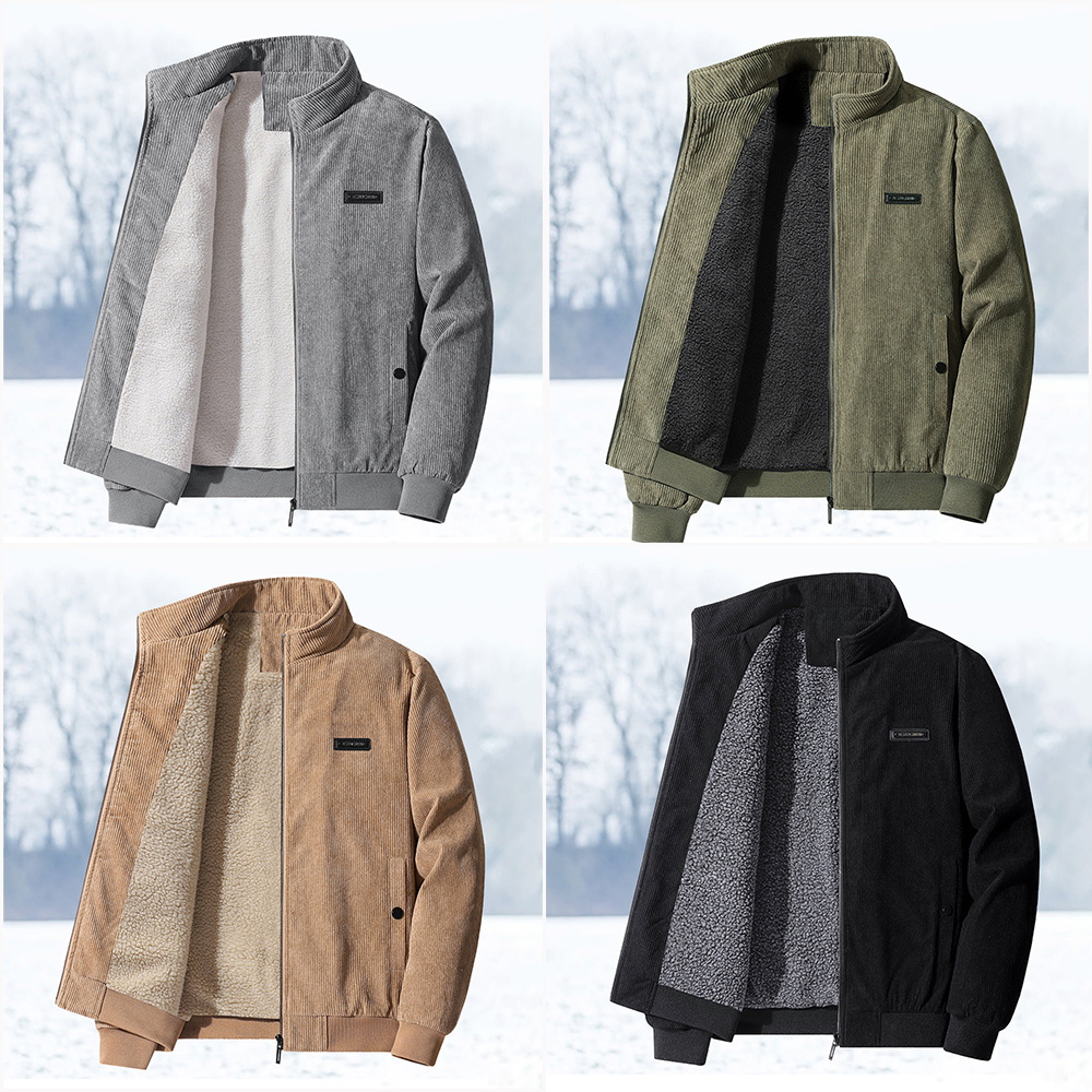 Alberchris™ New winter thickened corduroy men's stand-up collar lambskin jacket