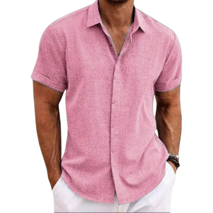 Alberchris™ Men's Loose Solid Color Linen Short Sleeve Shirt