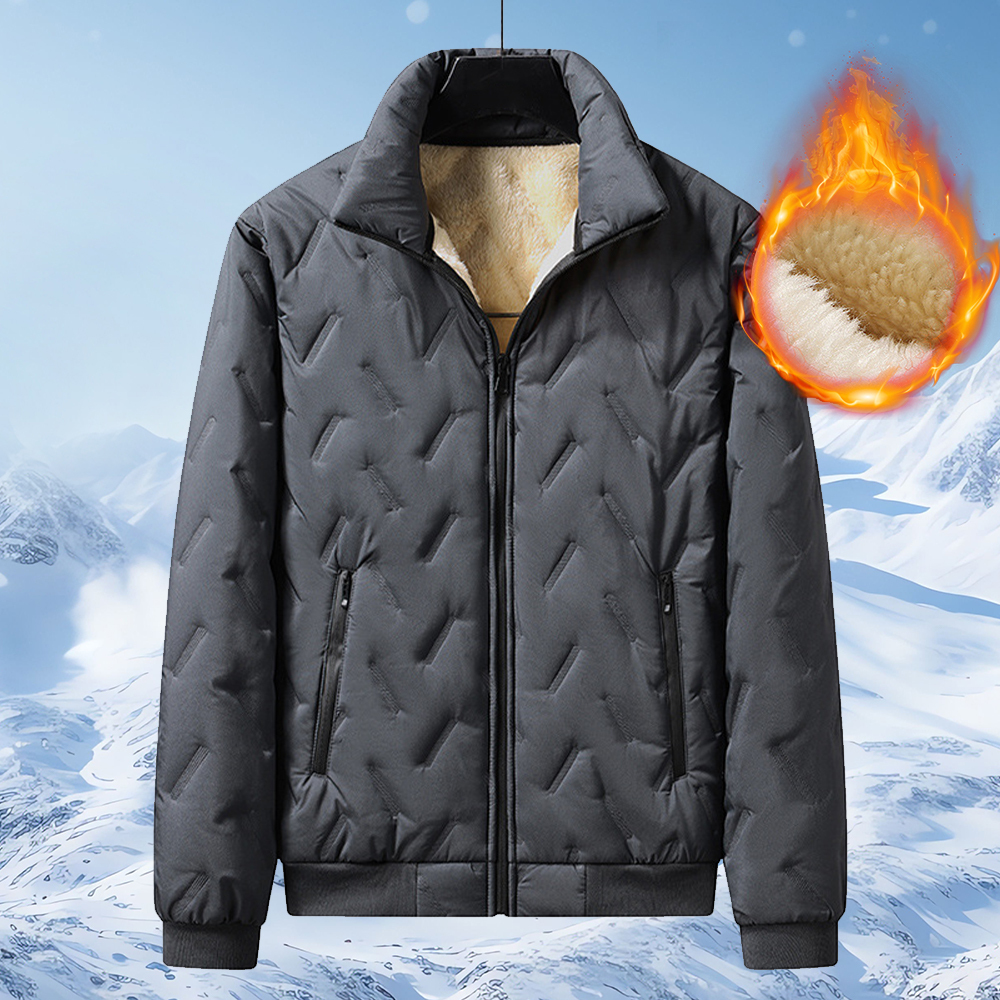 Alberchris™ New winter men's comfortable large size velvet thickened hooded jacket warm stand-up collar cotton coat