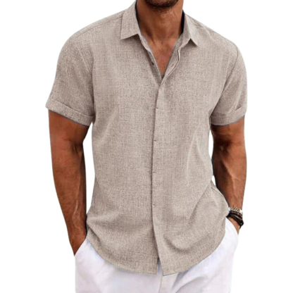 Alberchris™ Men's Loose Solid Color Linen Short Sleeve Shirt