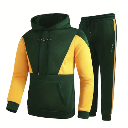Alberchris Men's Hooded Sweatshirt + Trousers Sports Suit