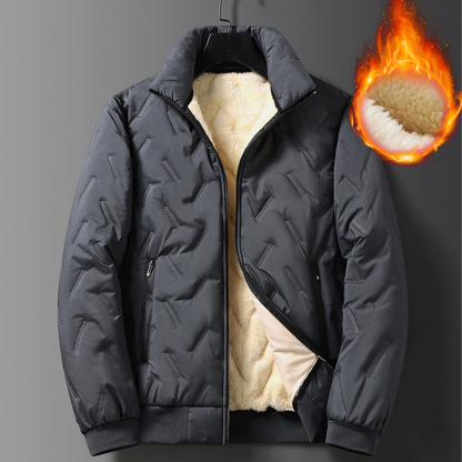 Alberchris™ New winter men's comfortable large size velvet thickened hooded jacket warm stand-up collar cotton coat