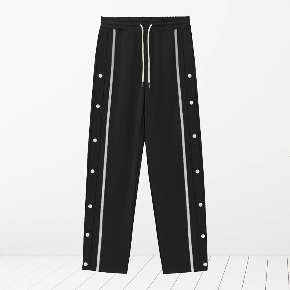 Alberchris™ Men's New Solid Striped Fashion Buttoned Wide Leg Pants Casual Sports Pants