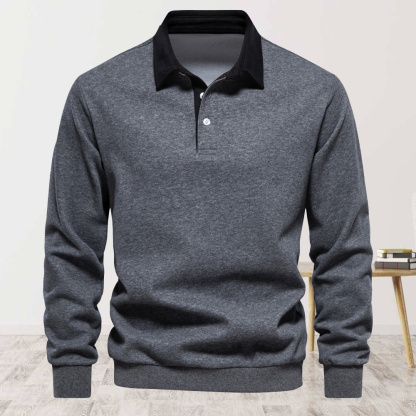 Alberchris™ Men's new lapel long-sleeved solid color sweatshirt