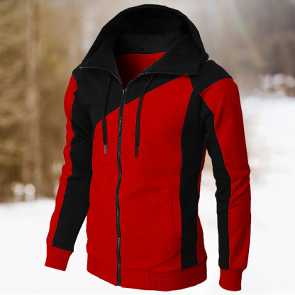 Alberchris™ New Autumn Men's Casual Color Blocking Zipper Hooded Jacket