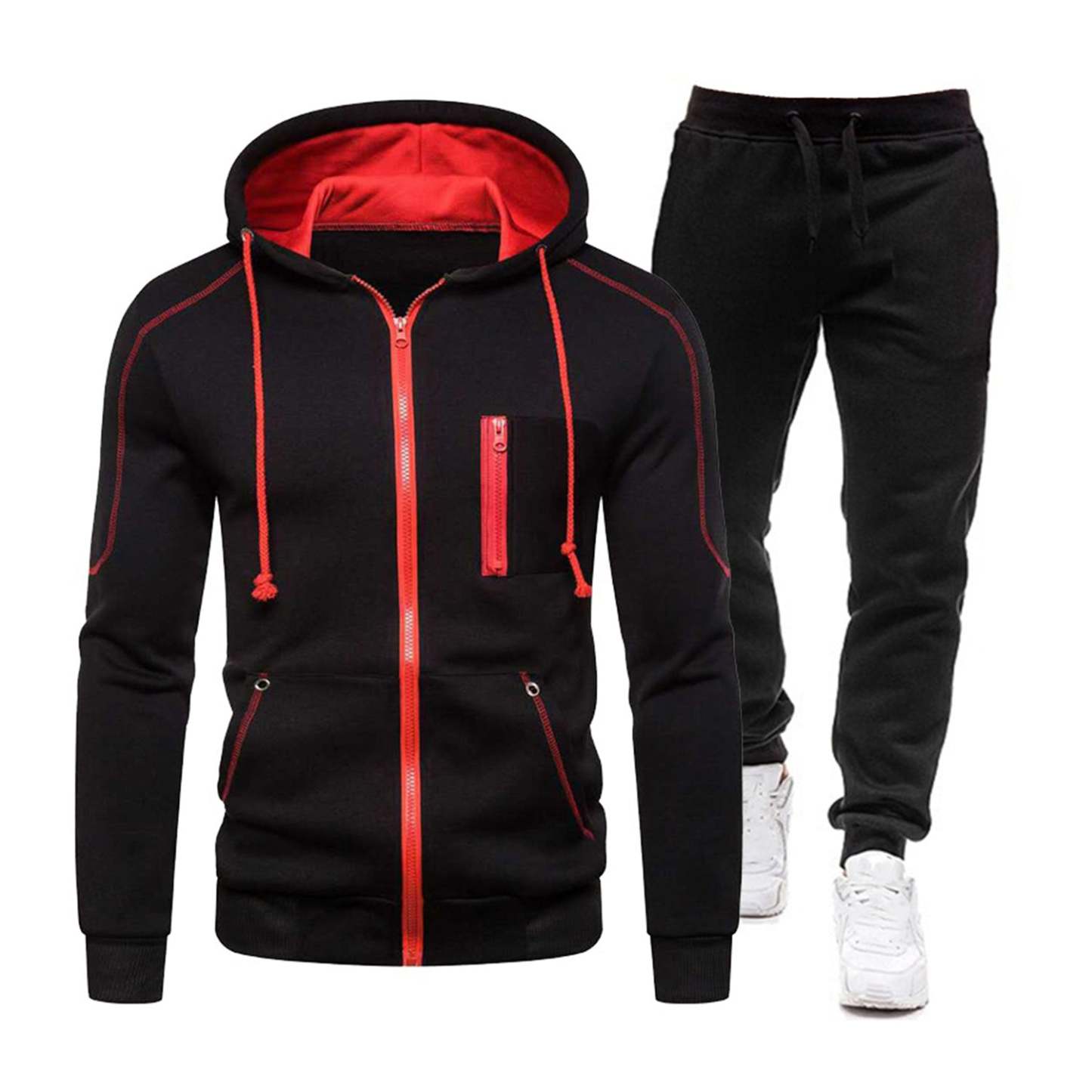 Alberchris™ New Men's Casual Sports Hooded Sweatshirt Cardigan and Pants Set