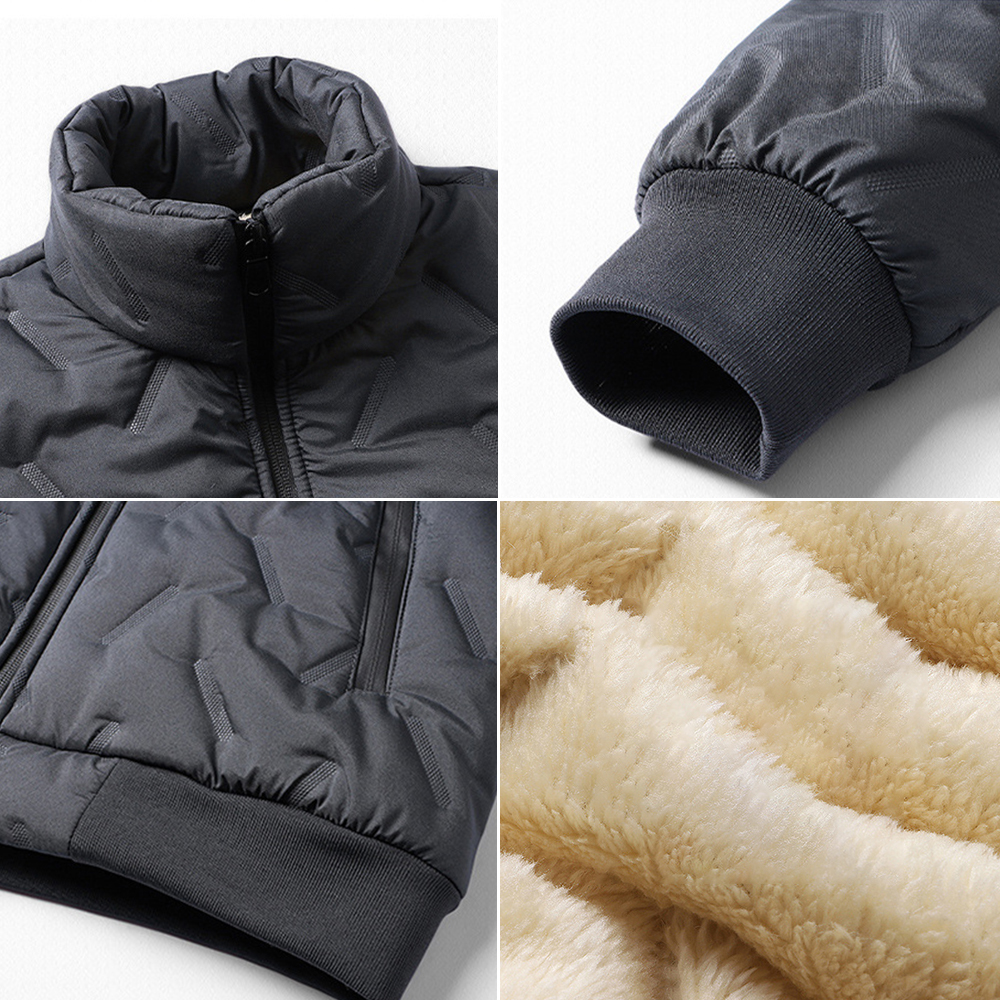 Alberchris™ New winter men's comfortable large size velvet thickened hooded jacket warm stand-up collar cotton coat