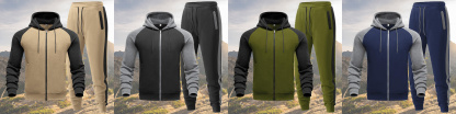 Alberchris™ New autumn and winter men's color matching hooded sweatshirt and trousers sports suit