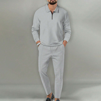 Alberchris™ Men's stylish and comfortable lapel two-piece sports casual polo suit