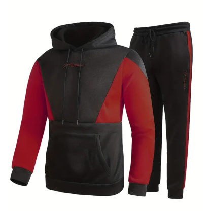 Alberchris Men's Hooded Sweatshirt + Trousers Sports Suit