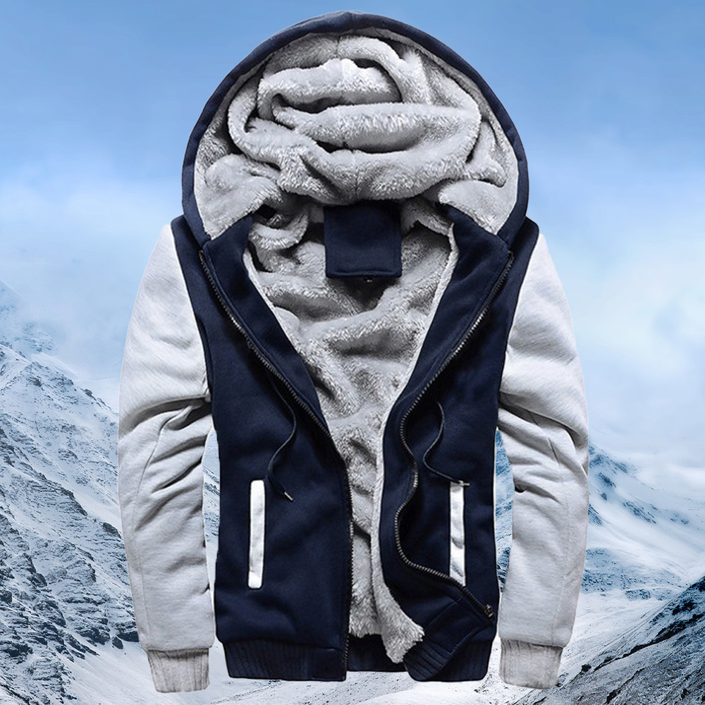 Alberchris™ New style velvet and thickened hooded color-blocked men's jacket for winter