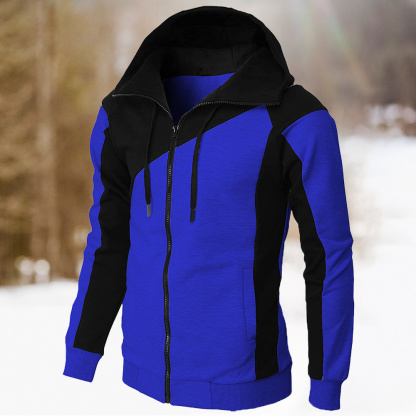 Alberchris™ New Autumn Men's Casual Color Blocking Zipper Hooded Jacket