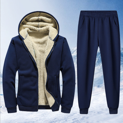 Alberchris™ Autumn and winter new men's lambskin hooded jacket and trousers suit