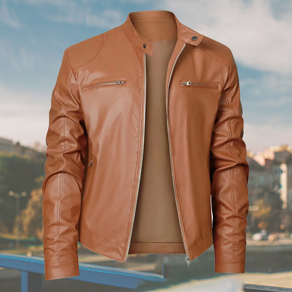 Alberchris™ New Men's Stand-up Collar Zipper Leather Jacket