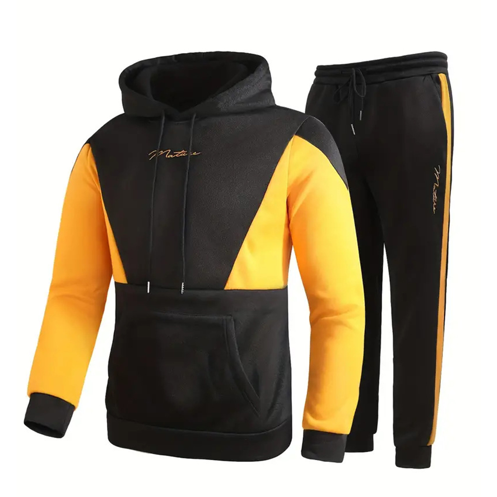Alberchris Men's Hooded Sweatshirt + Trousers Sports Suit