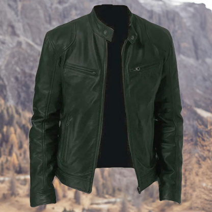 Alberchris™ New Men's Business Stand-up Collar Zipper Leather Jacket