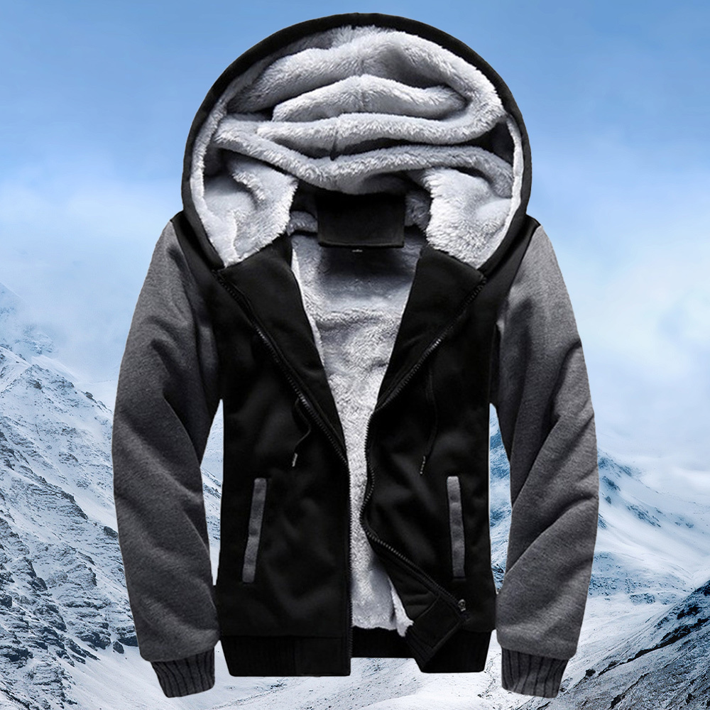 Alberchris™ New style velvet and thickened hooded color-blocked men's jacket for winter