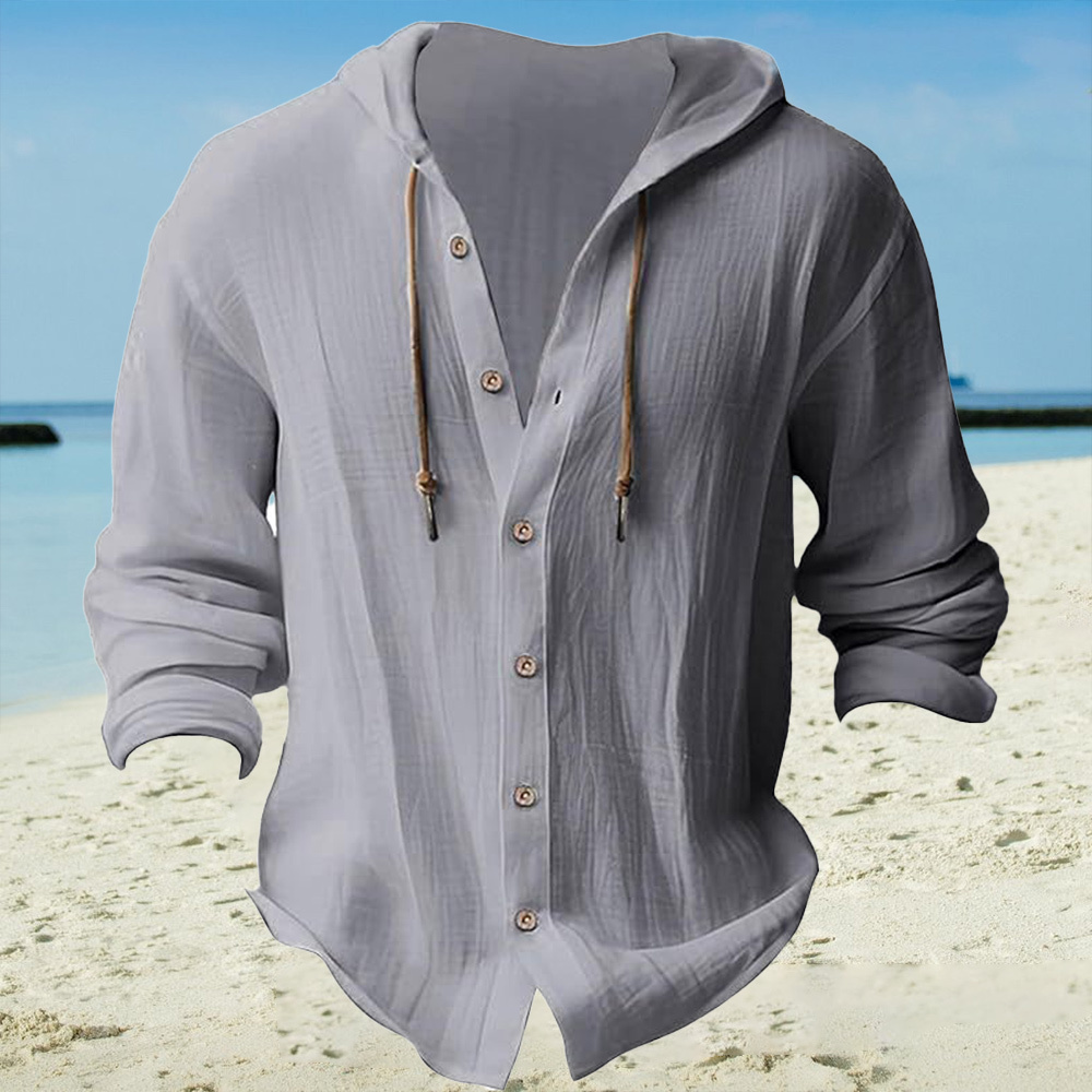 Alberchris™ Men's casual cotton and linen hooded solid color hoodie