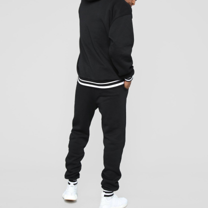 Alberchris™ New Men's Colorblock Striped Hooded Sweatshirt and Pants Two-piece Set