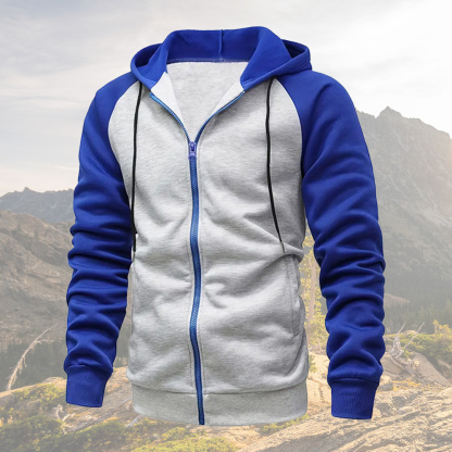Alberchris™ Men's Colorblock Raglan Sleeve Hoodie Cardigan