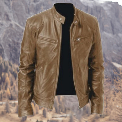 Alberchris™ New Men's Business Stand-up Collar Zipper Leather Jacket