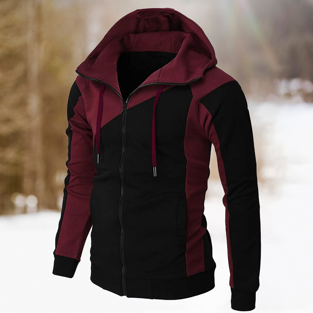 Alberchris™ New Autumn Men's Casual Color Blocking Zipper Hooded Jacket