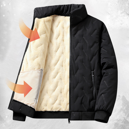 Alberchris™ New winter men's comfortable large size velvet thickened hooded jacket warm stand-up collar cotton coat