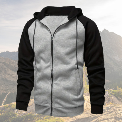 Alberchris™ Men's Colorblock Raglan Sleeve Hoodie Cardigan