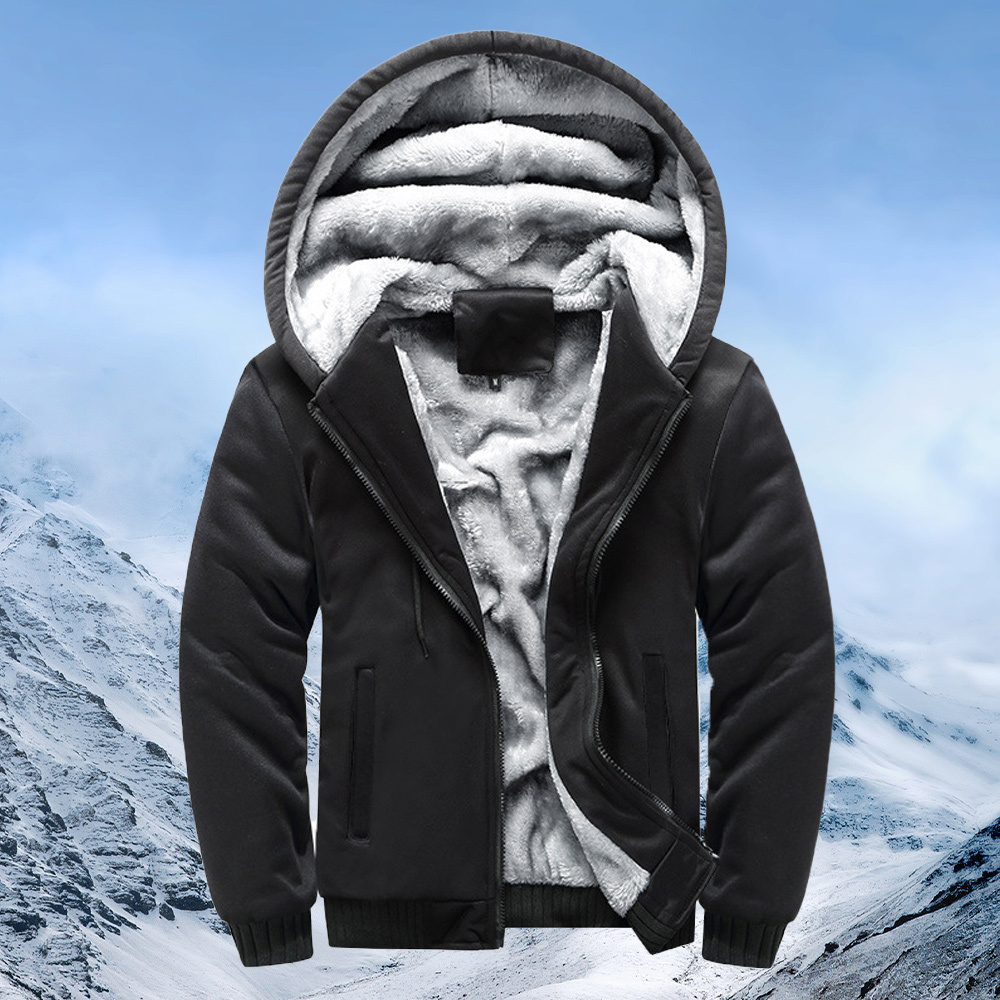 New style velvet and thickened hooded color-blocked men's jacket for winter