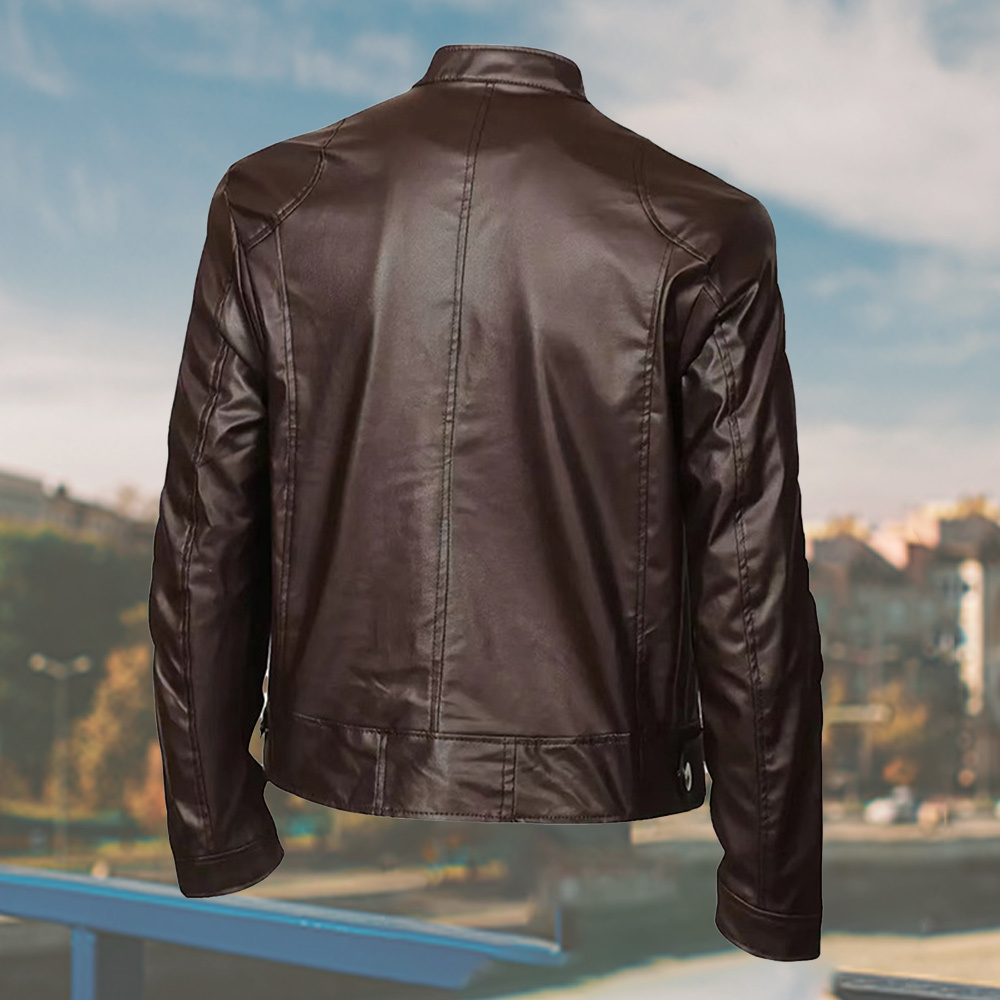 Alberchris™ New Men's Stand-up Collar Zipper Leather Jacket