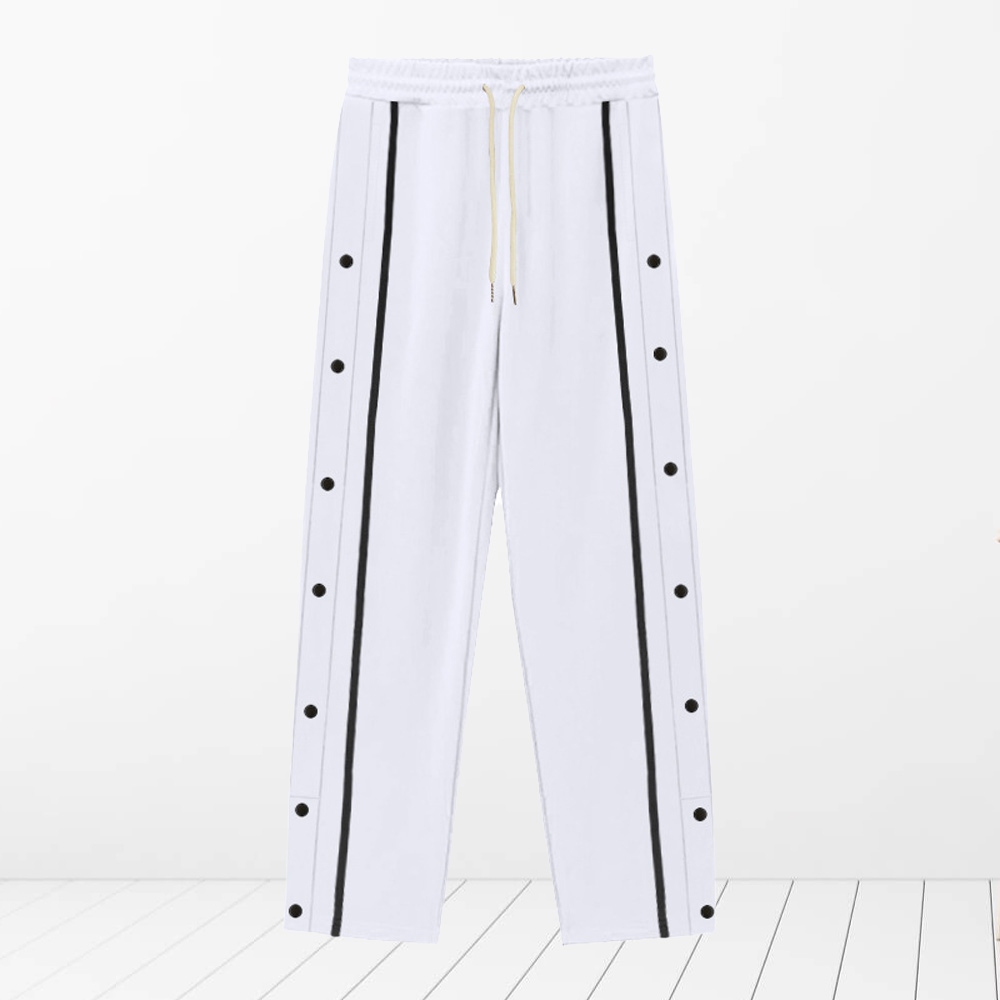 Alberchris™ Men's New Solid Striped Fashion Buttoned Wide Leg Pants Casual Sports Pants