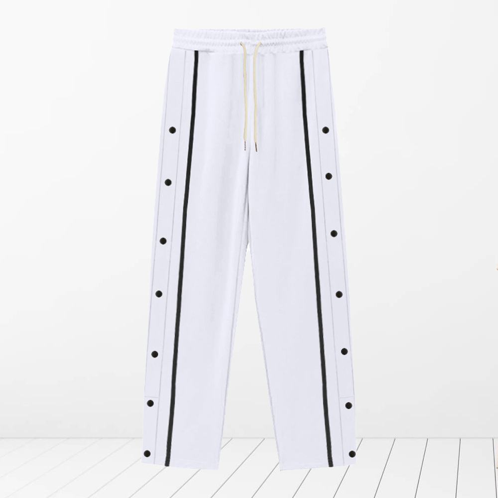 Alberchris™ Men's New Solid Striped Fashion Buttoned Wide Leg Pants Casual Sports Pants