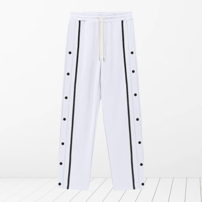 Alberchris™ Men's New Solid Striped Fashion Buttoned Wide Leg Pants Casual Sports Pants