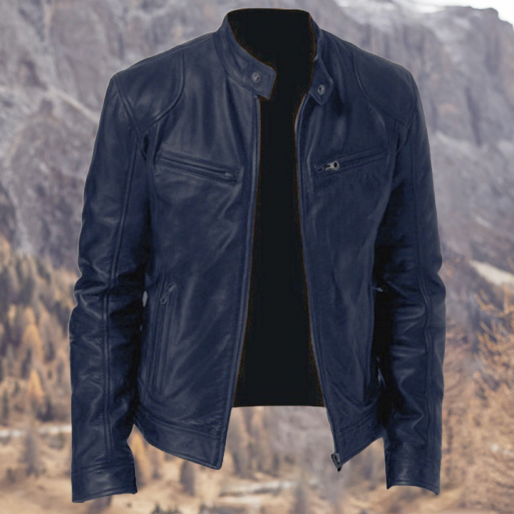 Alberchris™ New Men's Business Stand-up Collar Zipper Leather Jacket