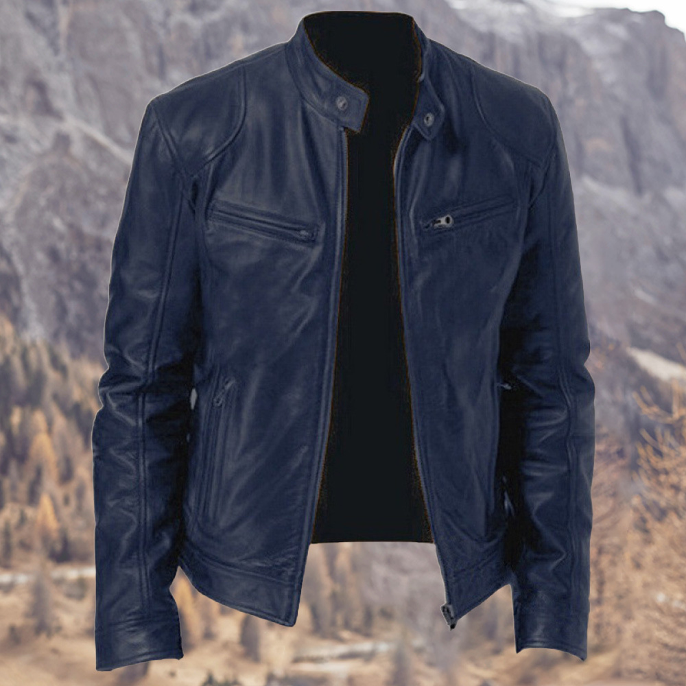 Alberchris™ New Men's Business Stand-up Collar Zipper Leather Jacket