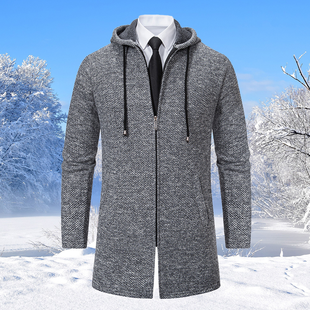 Alberchris™ Men's mid-length hooded sweater jacket