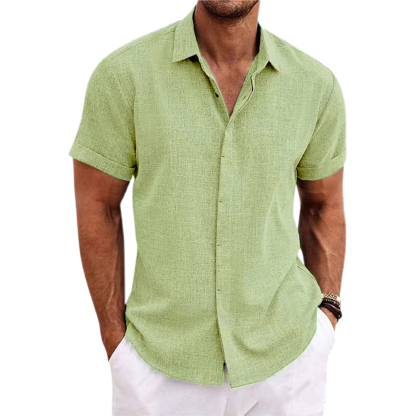 Alberchris™ Men's Loose Solid Color Linen Short Sleeve Shirt