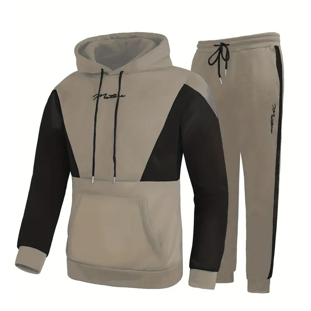 Alberchris Men's Hooded Sweatshirt + Trousers Sports Suit
