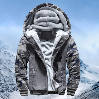 Alberchris™ New style velvet and thickened hooded color-blocked men's jacket for winter