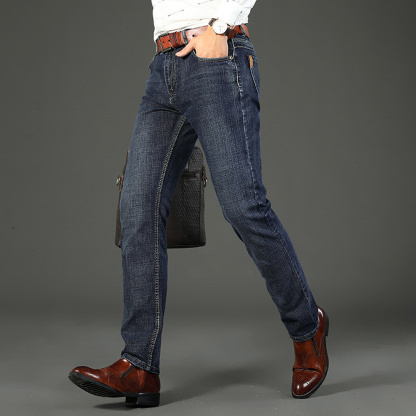 Alberchris™ Men's classic slim fit high quality stretch straight business casual jeans