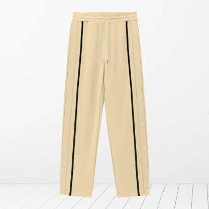 Alberchris™ Men's New Solid Striped Fashion Buttoned Wide Leg Pants Casual Sports Pants